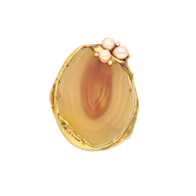 Achatbrosche Gold 585 - Privatbesitz