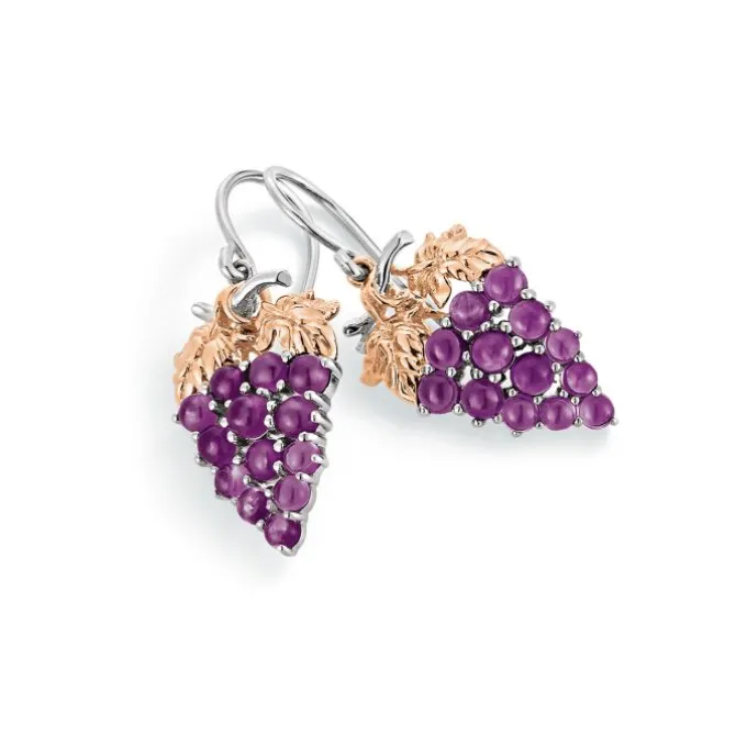 Amethyst Ohrringe "Pinot Noir" Silber 925 bicolor