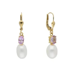 Amethyst Perlen Ohrh&auml;nger Gold 585