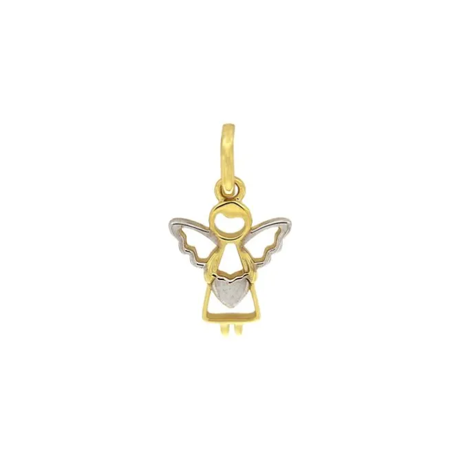 Anhänger "Schutzengerl/Herz" Gold 585 tlw. rhod.