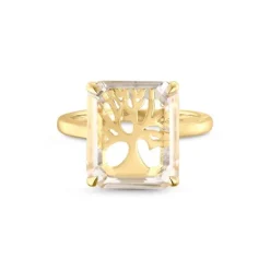 Bergkristall Ring "Lebensbaum" Silber 925 vergoldet