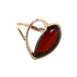 Bernstein Ring "Herz" Silber 925 ros&eacute; vergoldet