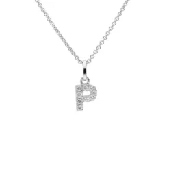 Brillant Collier "Buchstabe P" Wei&szlig;gold 585