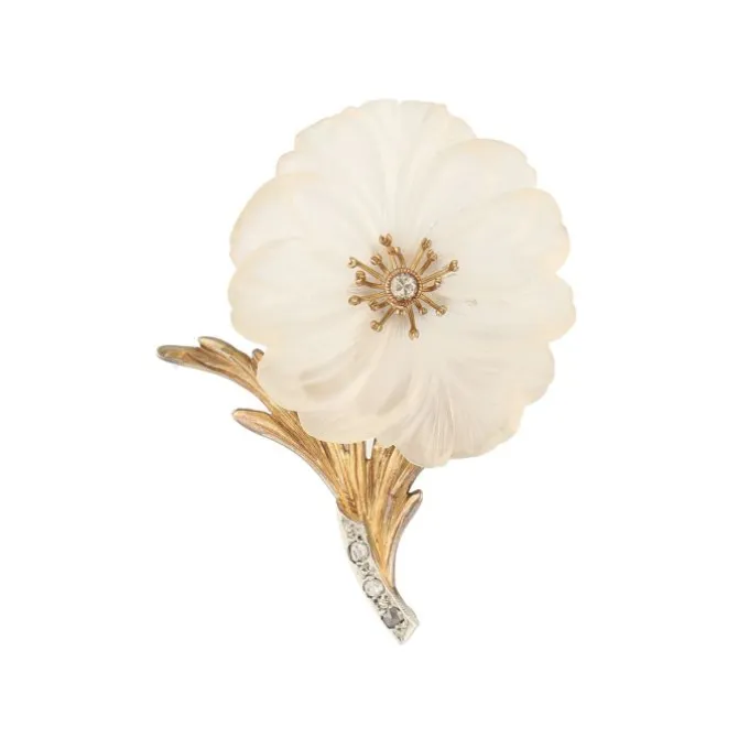 Brillant Diamant Blüten Brosche Gold/Weißgold 585 - Privatbesitz