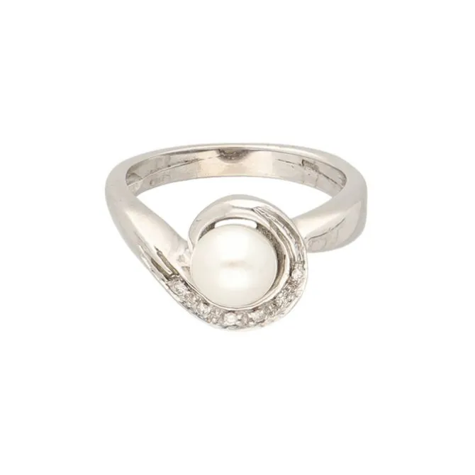 Brillant Kulturperlen Ring Weißgold 750 - Gr. 54 - Privatbesitz