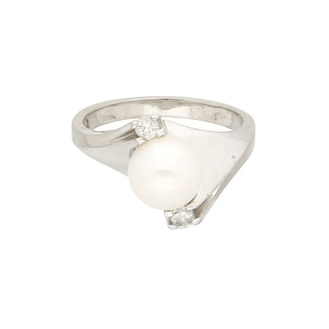 Brillant Perlen Ring Weißgold 585 - Gr. 51-52 - Privatbesitz
