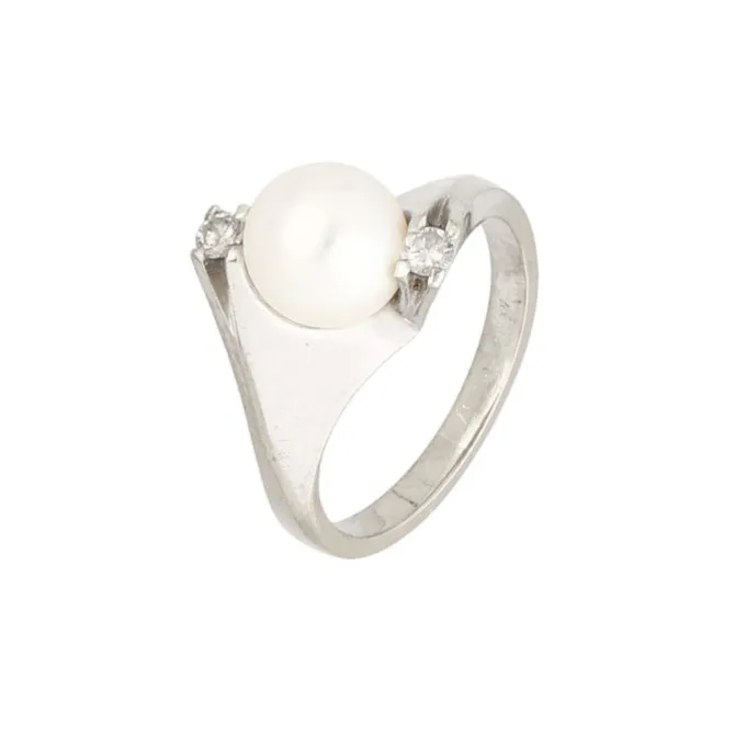 Brillant Perlen Ring Weißgold 585 - Gr. 51-52 - Privatbesitz