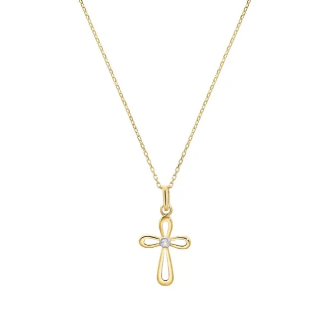 Collier "Kreuz" Gold 585 Zirkonia
