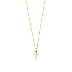 Collier "Kreuz" Silber 925 vergoldet Zirkonia