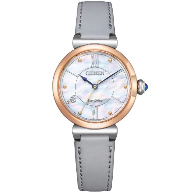 Dame Uhr ECO Drive Leder grau
