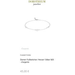 Damen Fußkettchen "Herzen" Silber 925
