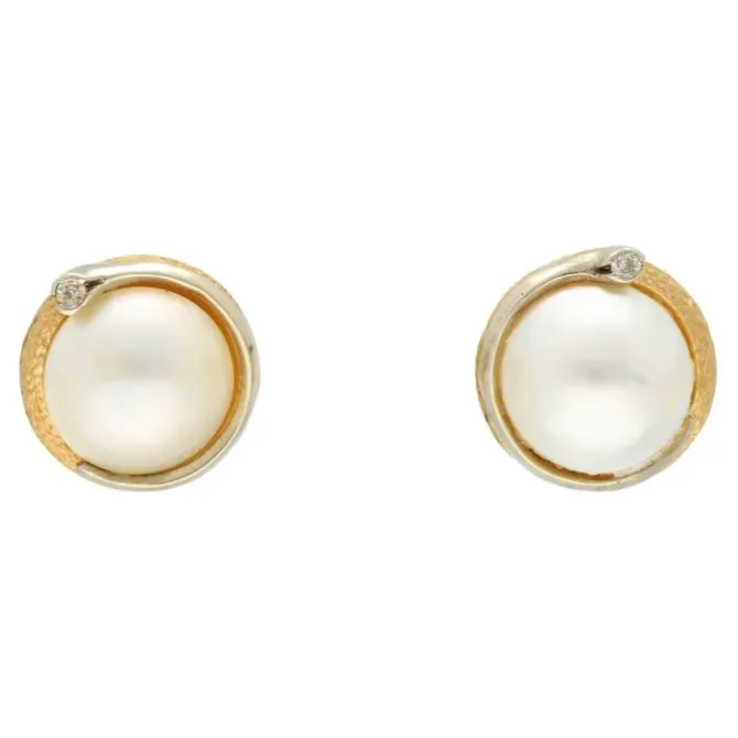 Diamant Mabeperlen Ohrsteckclips Gold/Weißgold 585 - Privatbesitz