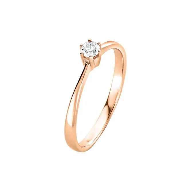 Diamant Ring Roségold 585 Brillant 0,10 ct.