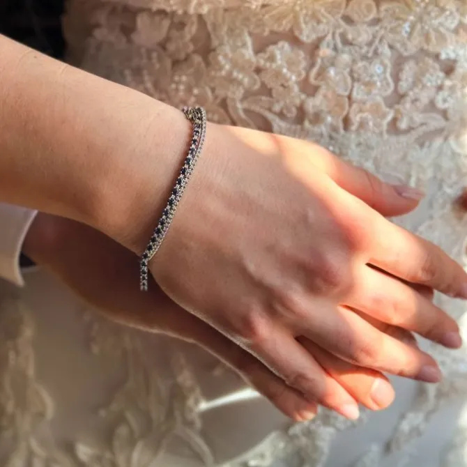 Diamant Saphir Armkette Weißgold 585