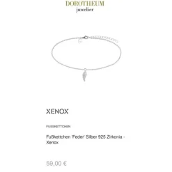 Fußkettchen "Feder" Silber 925 Zirkonia