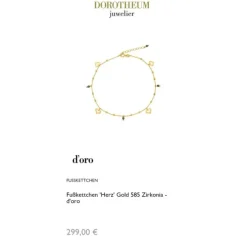 Fu&szlig;kettchen "Herz" Gold 585 Zirkonia
