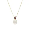 Granat Kulturperlen Collier Gold 585