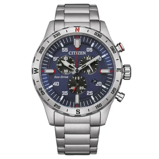 Herr Chronograph "CHRONO" Eco Drive Stahl