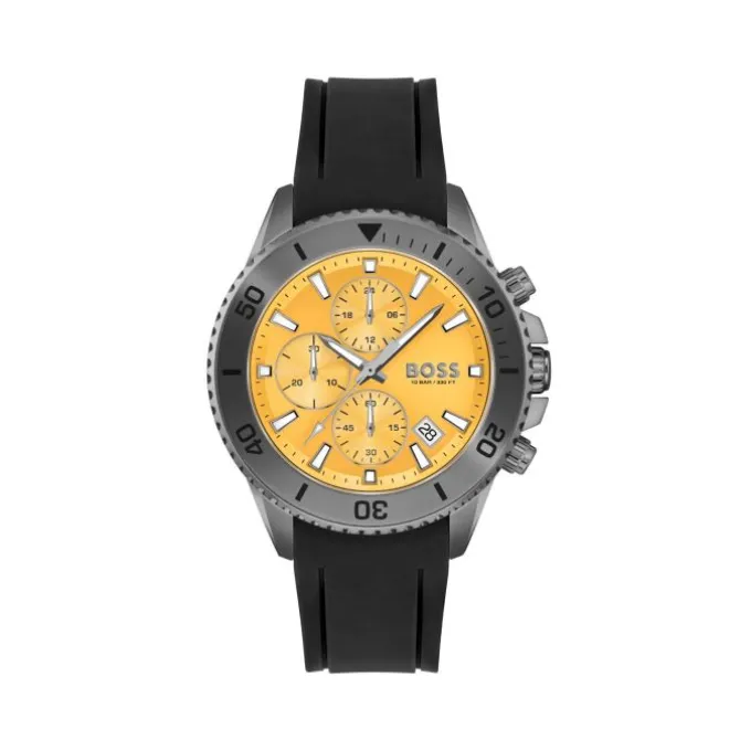 Herren Chronograph "ADMIRAL" Quarz Silikon schwarz