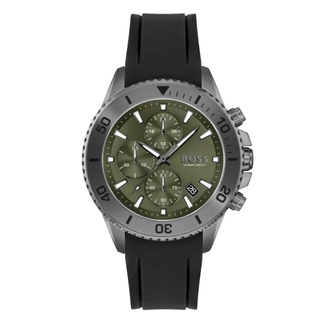 Herren Chronograph "ADMIRAL" Quarz Silikon schwarz