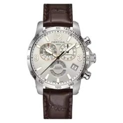 Herren Chronograph "DS PODIUM GMT" Quarz Stahl Leder braun