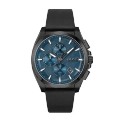 Herren Chronograph "GRANDMASTER" Quarz Leder schwarz