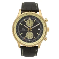 Herren Chronograph Quarz Leder schwarz