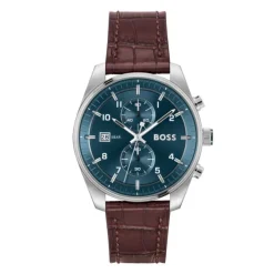 Herren Chronograph "SKYTRAVELLER" Quarz Leder braun