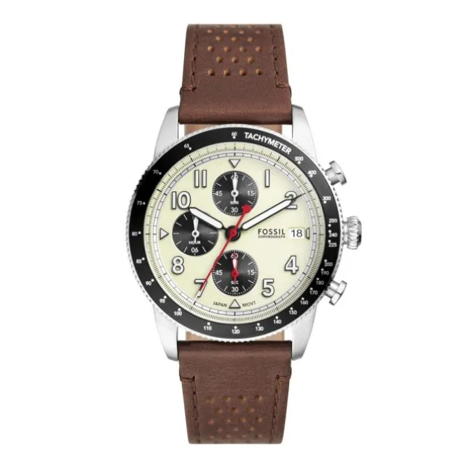 Herren Chronograph "SPORT TOURER" Quarz Leder braun