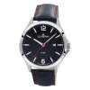 Herren Uhr "BOSTON" Quarz Leder schwarz