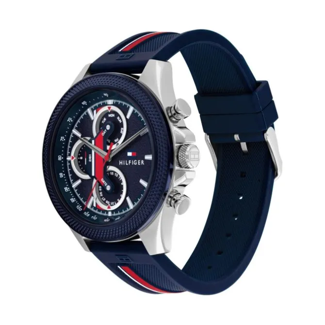 Herren Uhr "CLARK" Quarz Silikon blau/rot