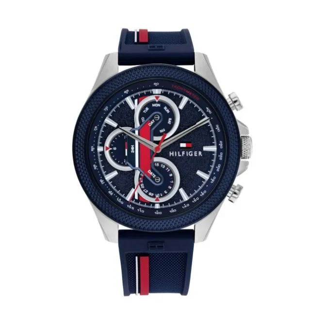 Herren Uhr "CLARK" Quarz Silikon blau/rot