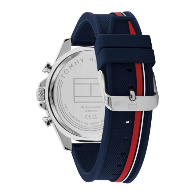 Herren Uhr "CLARK" Quarz Silikon blau/rot