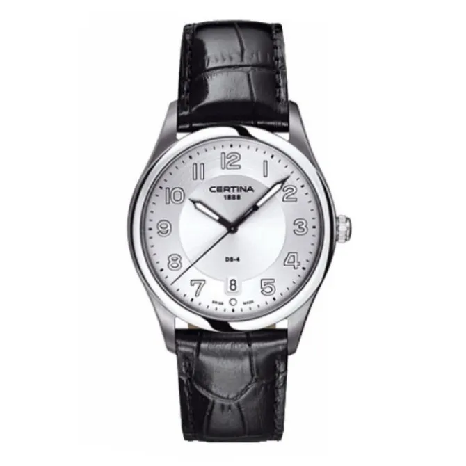 Herren Uhr "DS 4" Quarz Leder schwarz