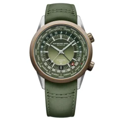 Herren Uhr "FREELANCER" Automatik Leder gr&uuml;n