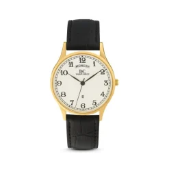 Herren Uhr Quarz Leder schwarz