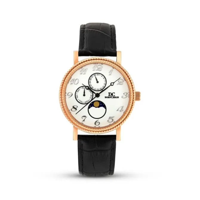Herren Uhr Quarz Leder schwarz