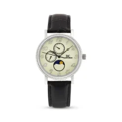 Herren Uhr Quarz Leder schwarz