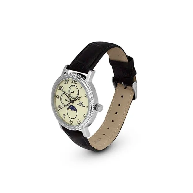 Herren Uhr Quarz Leder schwarz
