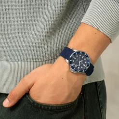 Herren Uhr Quarz Silikon blau