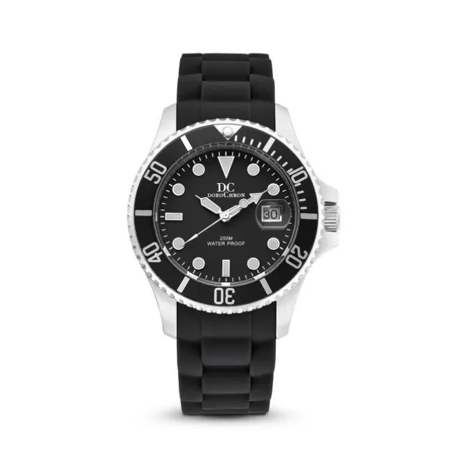 Herren Uhr Quarz Silikon/Textil schwarz