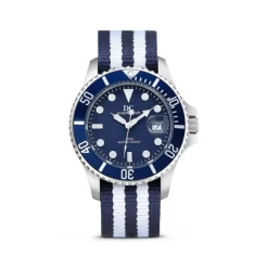 Herren Uhr Quarz Silikon/Textil blau
