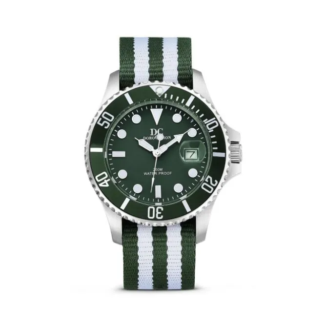 Herren Uhr Quarz Silikon/Textil grün