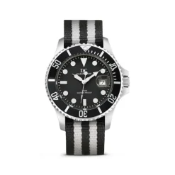 Herren Uhr Quarz Silikon/Textil schwarz