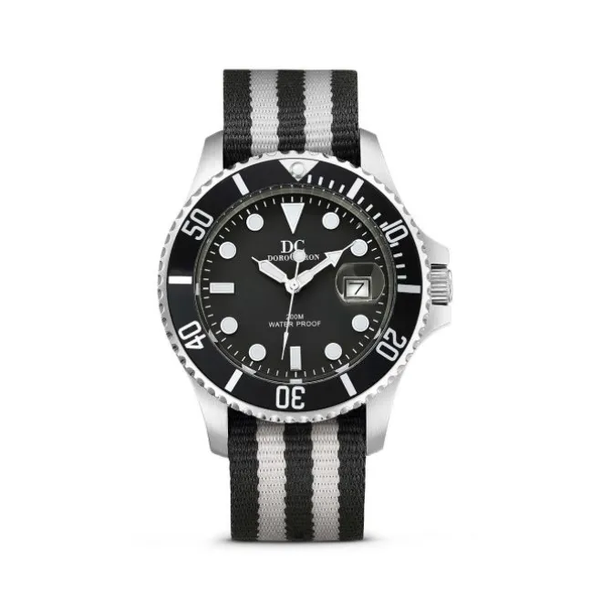 Herren Uhr Quarz Silikon/Textil schwarz
