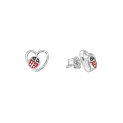 Kinder Ohrstecker "Herz Marienk&auml;fer" Silber 925