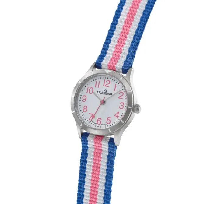 Kinder Uhr "ADVENTURE KIDZ" Quarz Textil blau/weiß/rosa