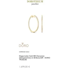 Lab Grown Diamond Klappcreolen Gold 585 im Brillantschliff zus. 0,67 ct.