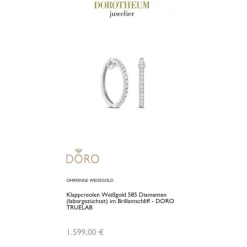 Lab Grown Diamond Klappcreolen Weißgold 585 im Brillantschliff zus. 0,90 ct.