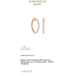 Lab Grown Diamond Klappcreolen Roségold 585 im Brillantschliff zus. 0,90 ct.